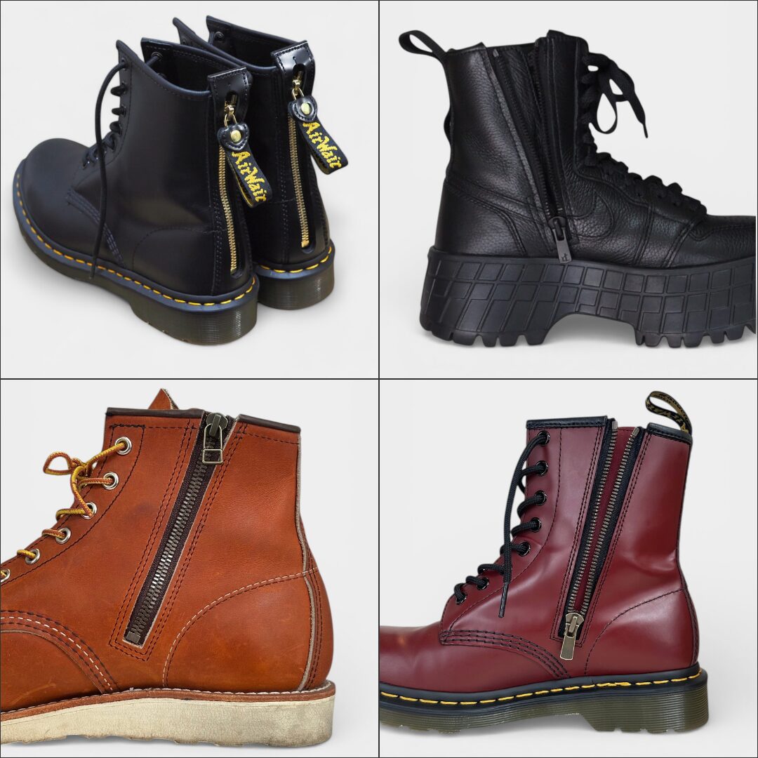 ドクターマーチン、レッドウイング、ナイキブルックリンのバックジップカスタム、サイドジップカスタム